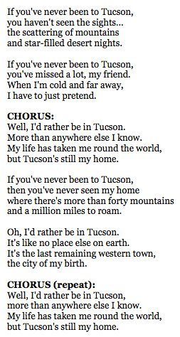 i would rather be in tucson | Songs About Tucson : "I'd Rather Be in Tucson" [with full lyrics]