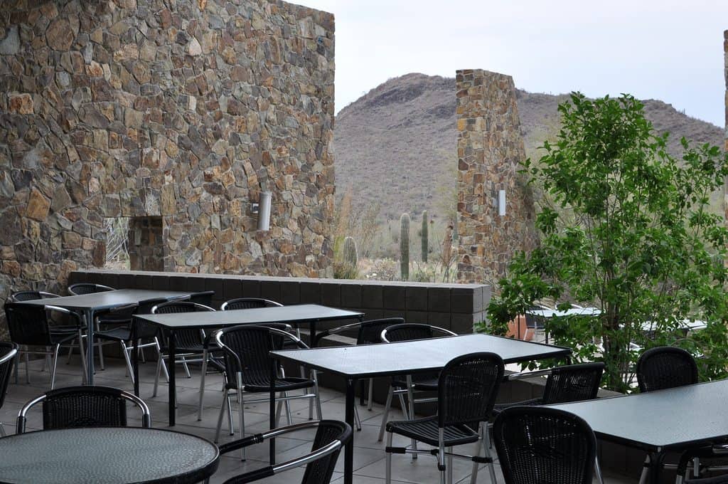 outdoor seating at Ironwood Terraces | Guide to Arizona-Sonora Desert Museum