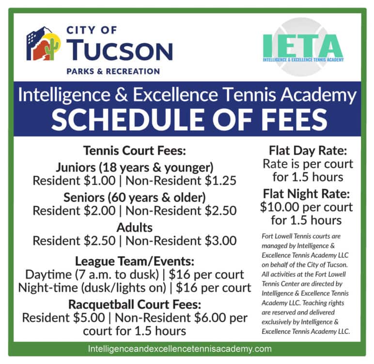 Tennis Fees Fort Lowell Park Tucson Intelligence Excellence Academy | Park Profile: Fort Lowell Park
