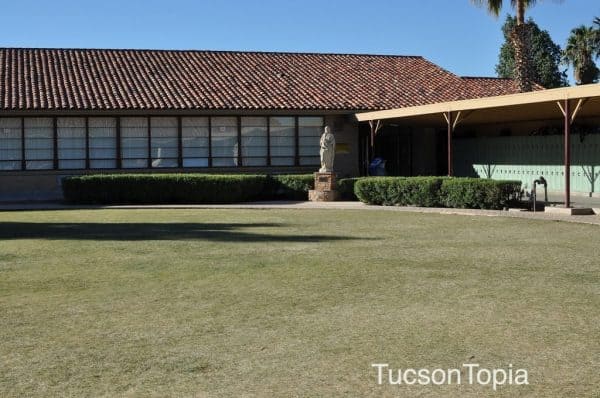 one of several grassy courtyard areas at Salpointe Catholic High School | one of several grassy courtyard areas at Salpointe Catholic High School