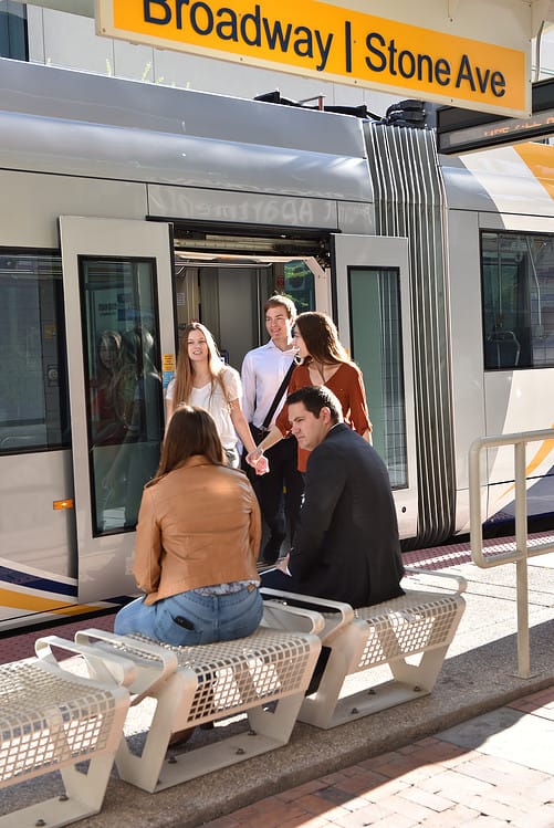 Waiting for Tucson Streetcar Broadway Stone Downtown | Tucson Streetcar Guide - Parking, Passes, and Things To Do