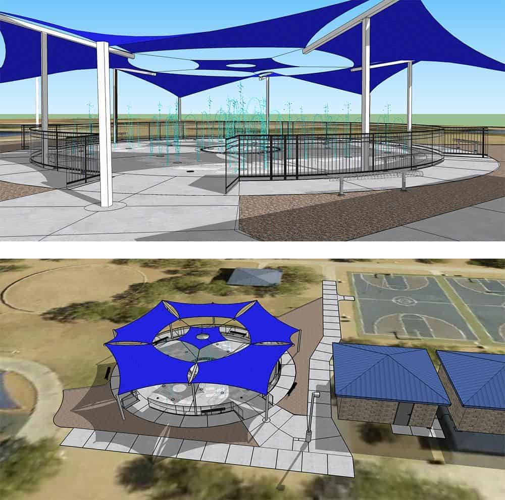 Crossroad Silverbell District splash pad architectural rendering
