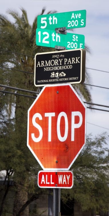 Armory Park Neighborhood stop sign | Park Profile: Armory Park