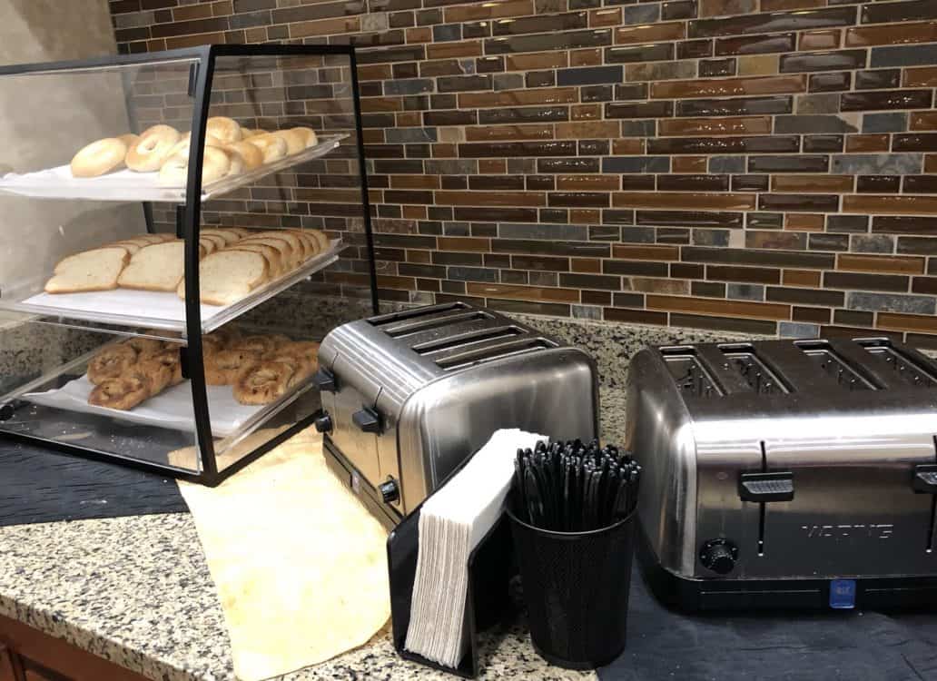 Drury Inn Suites Phoenix Tempe breakfast bagels toast pastries | Road Trip: Tucson to Tempe