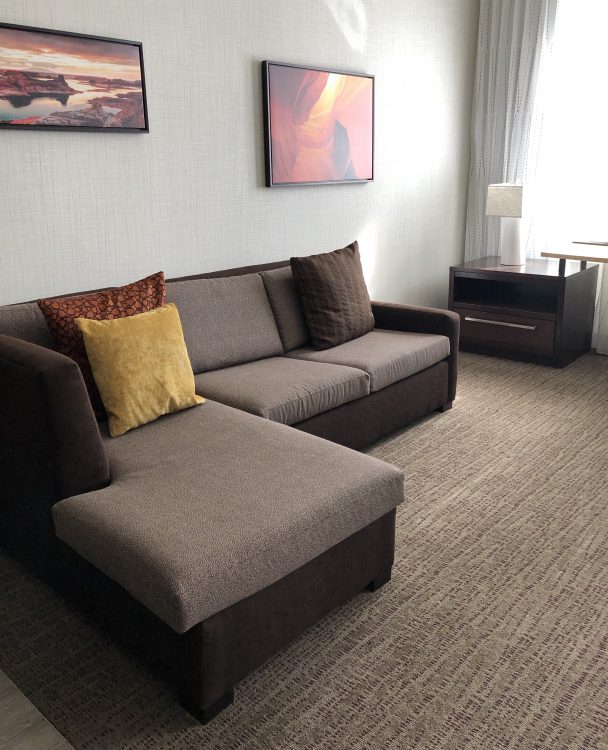 Residence Inn Flagstaff pullout sofa | Road Trip Guide: Tucson to Flagstaff