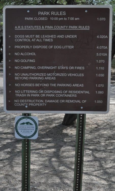 park rules McDonald Tucson