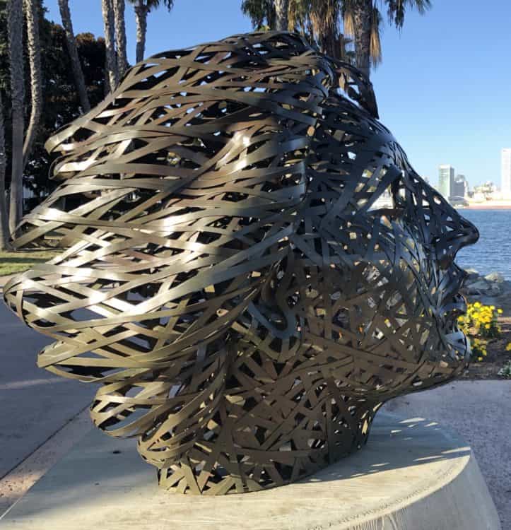 metal face sculpture Coronado California