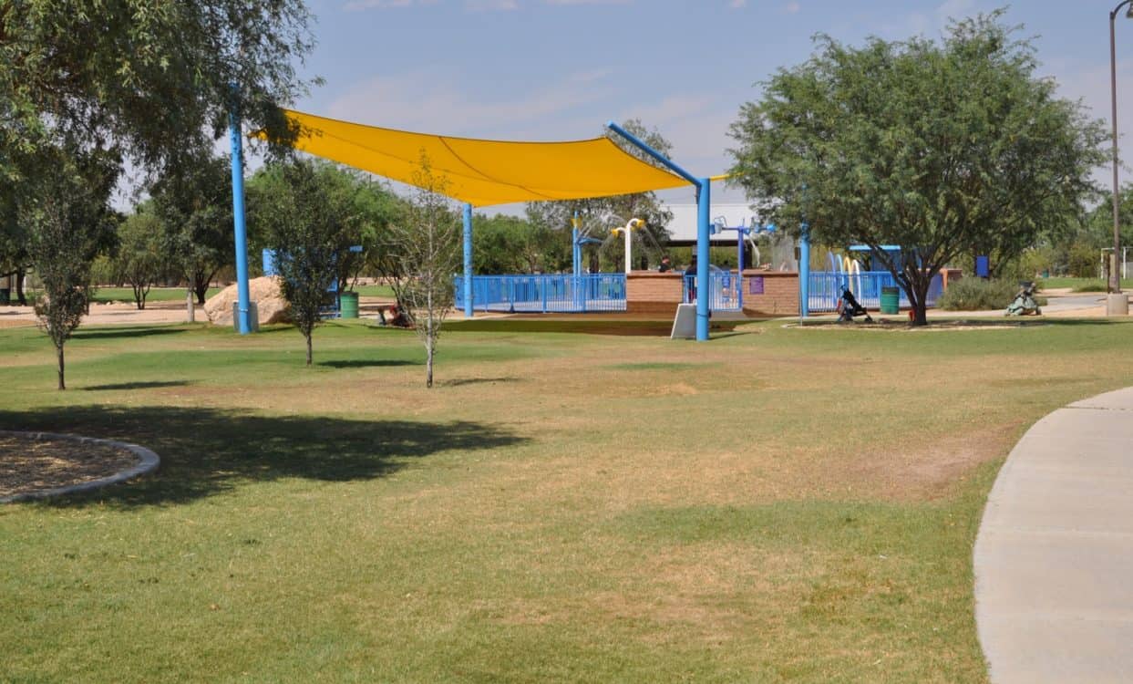 splash pad grass Brandi Fenton Memorial Park | 5 Best Splash Pads in Tucson