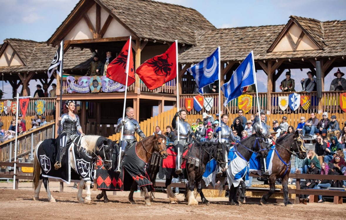 Jousters Flags Horses Arizona Renaissance Festival