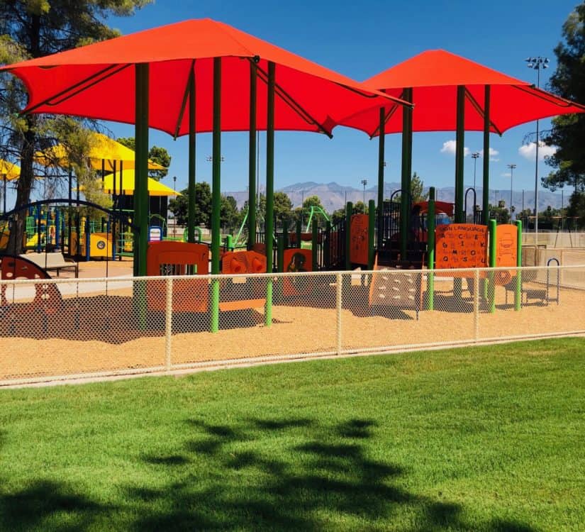 Covered Playground Red Green Orange Reid Park Tucson | Park Profile: Gene C. Reid Park