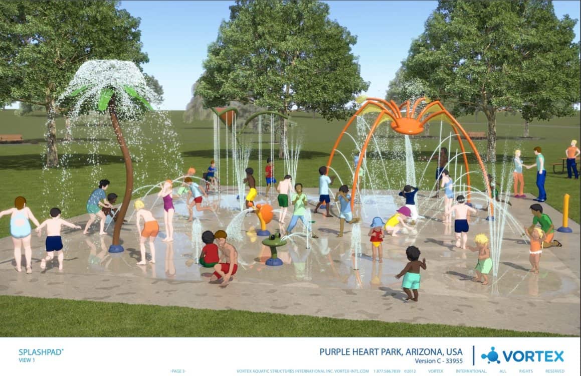 Purple Heart Park Splash Pad Rendering | Park Profile: Purple Heart Park