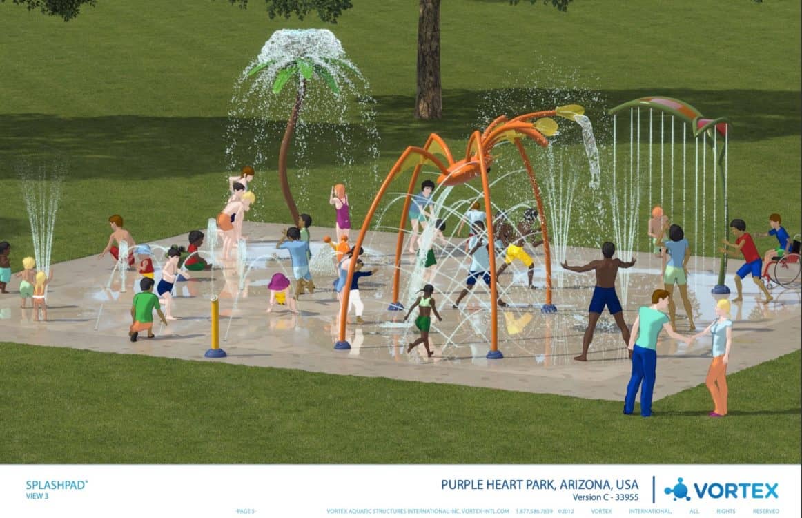 Splash Pad Rendering Purple Heart Park Tucson | Park Profile: Purple Heart Park
