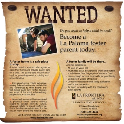La Frontera Foster Care newsletter ad