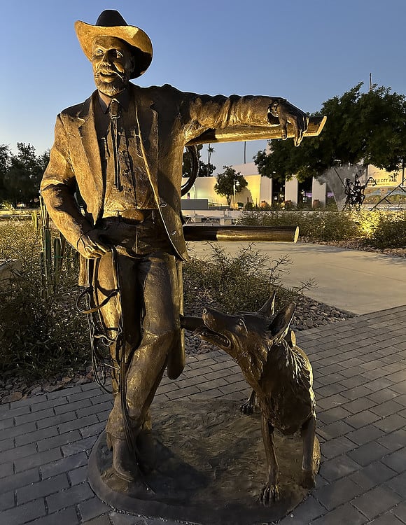 Cowboy Dog in front of Scottsdale City Hall Old Town | Road Trip Guide: Tucson to Scottsdale