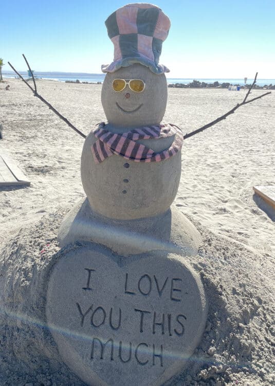 I Love You This Much Beach Sand Snowman Coronado California | Road Trip: Tucson to Coronado Island
