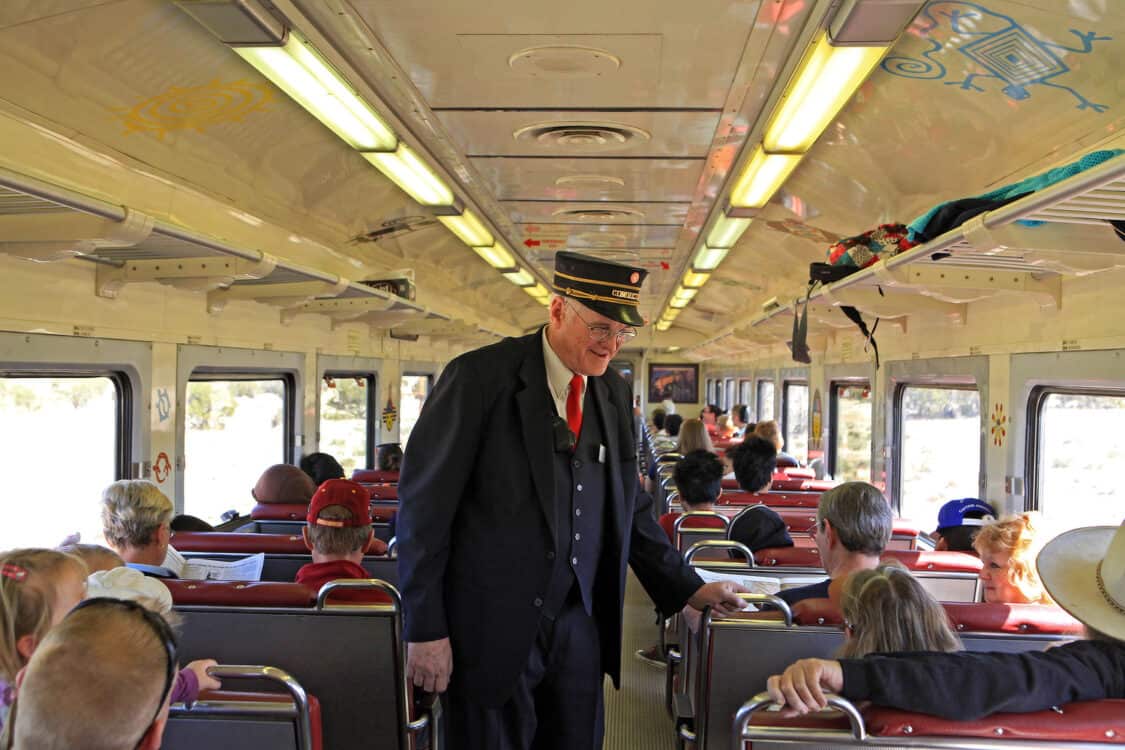 Grand Canyon Railway Coach Seats Conductor | ROAD TRIP: Tucson to Grand Canyon Railway